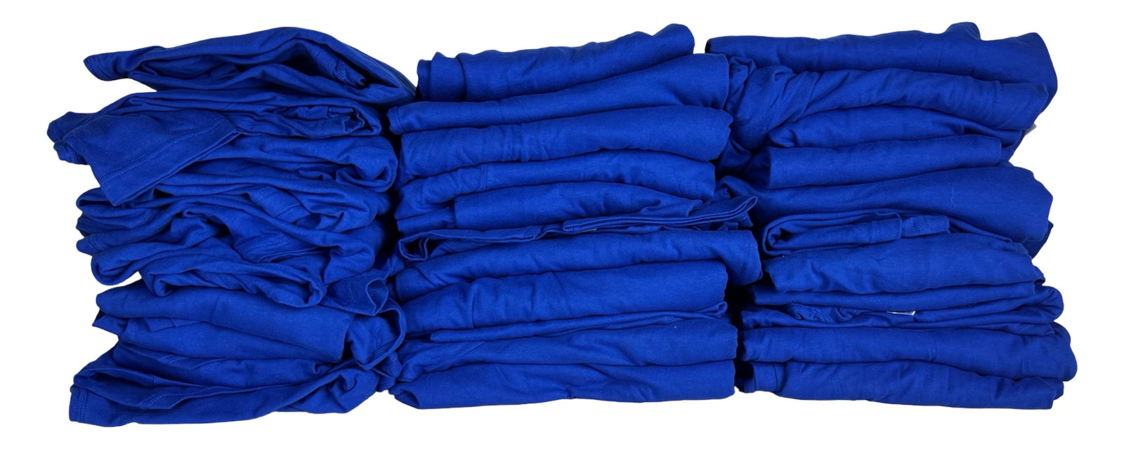 (33) American Apparel Ladies Long Sleeve T-Shirts: Large lot of 33 American Apparel ladies long sleeve T-shirts in vibrant royal blue. Classic crew neck design with a clean, versatile silhouette, suitable for everyday wear, layering, or customization.