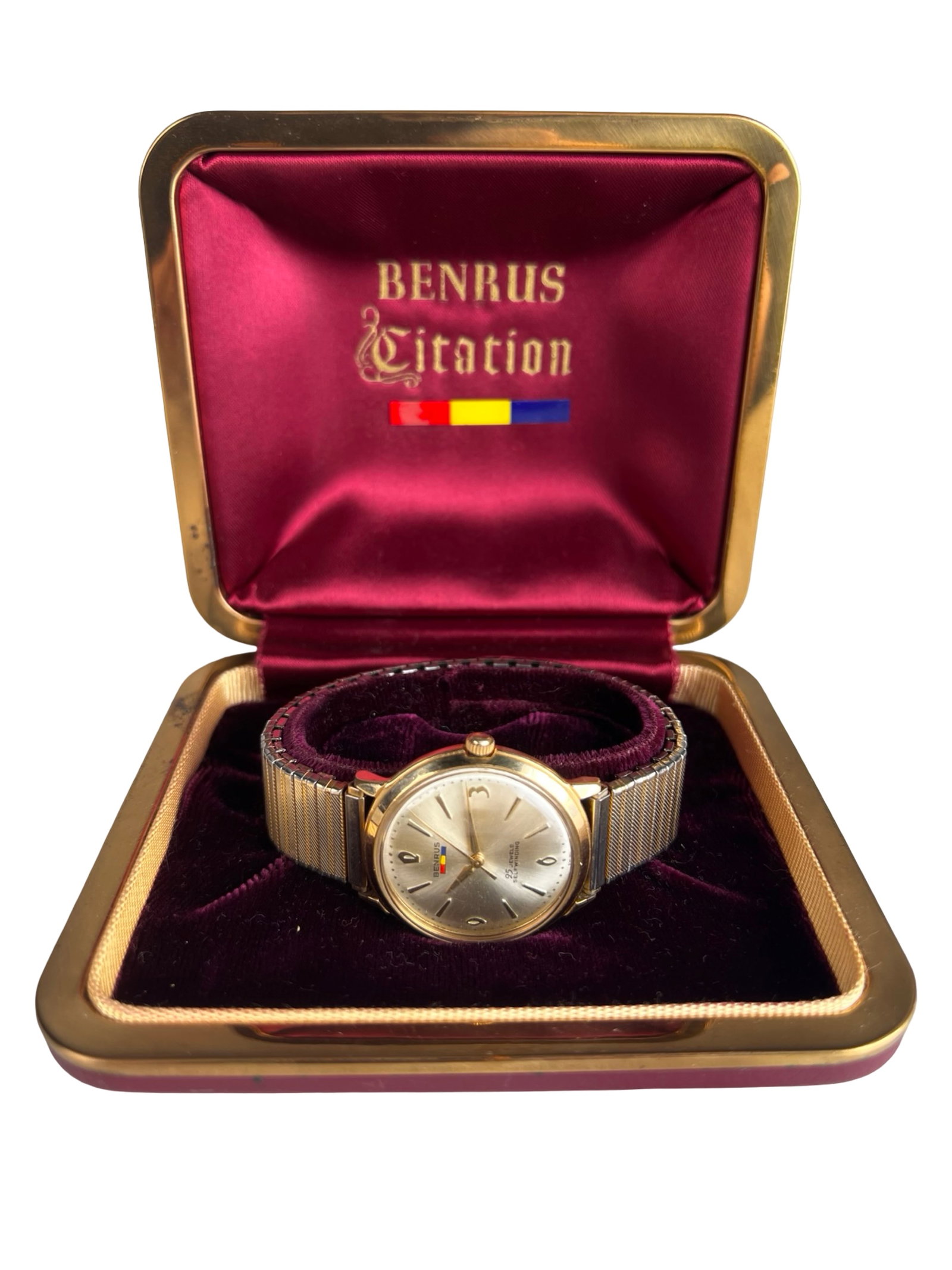 Vintage Benrus Men's 25 Jewels Selfwinding Watch: Vintage Benrus 25 Jewels Selfwinding Wrist Watch in 10k RGP Case. Comes in Original Box. Good overall condition, some age related wear, working.