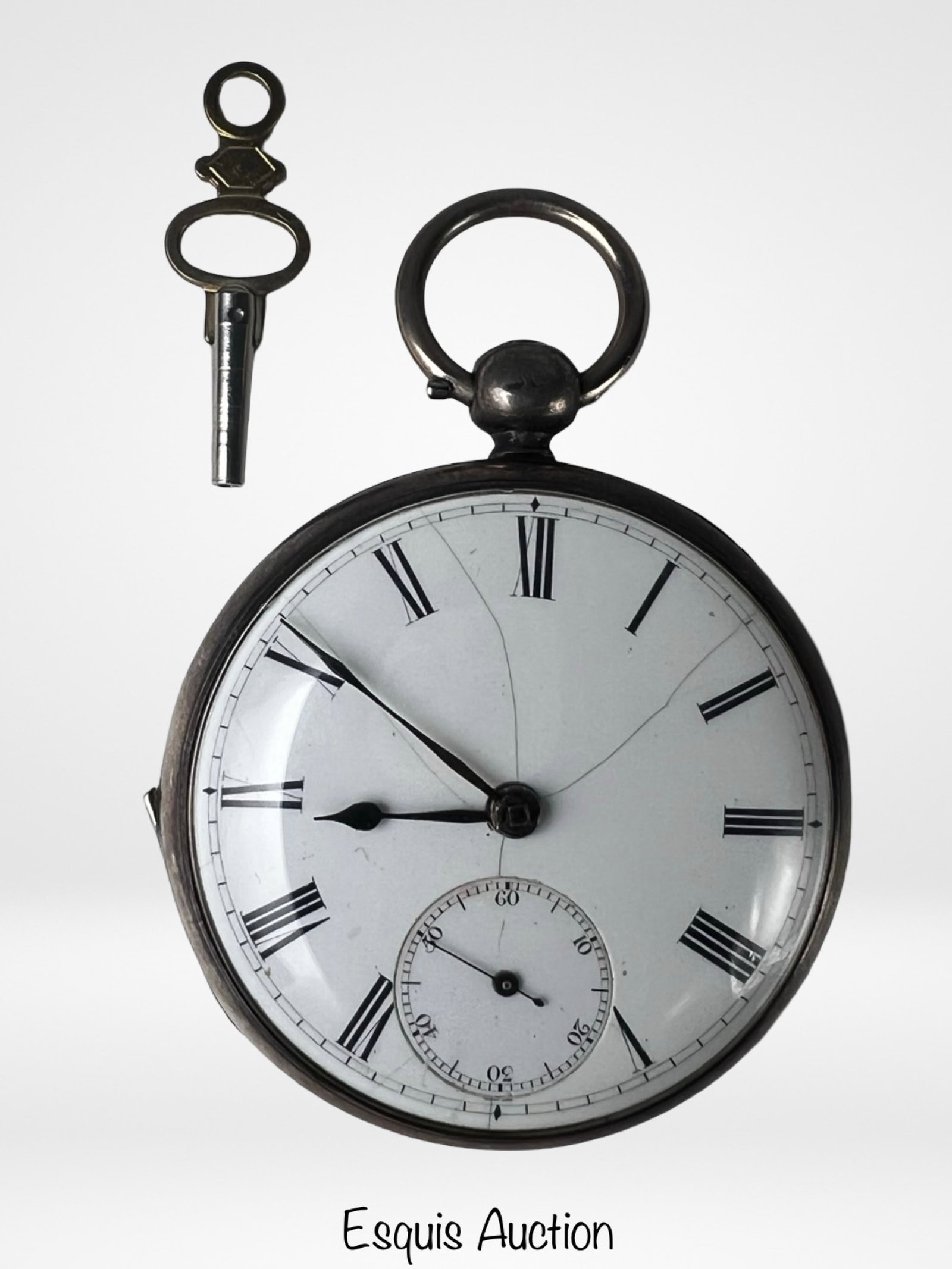 Antique European Key Winding Sterling Pocket Watch (1 of 7)