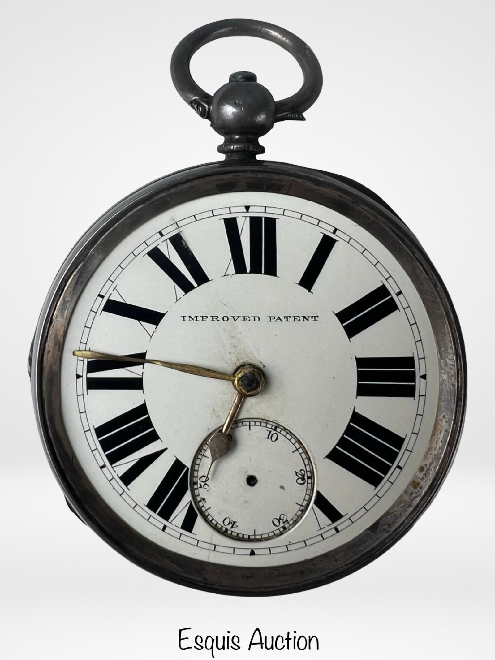 Antique European Key Winding Sterling Pocket Watch: Antique European Key Winding Pocket Watch in Sterling Silver Case. As Found Condition, no Second Hand, no Glass, Untested w/o Key.