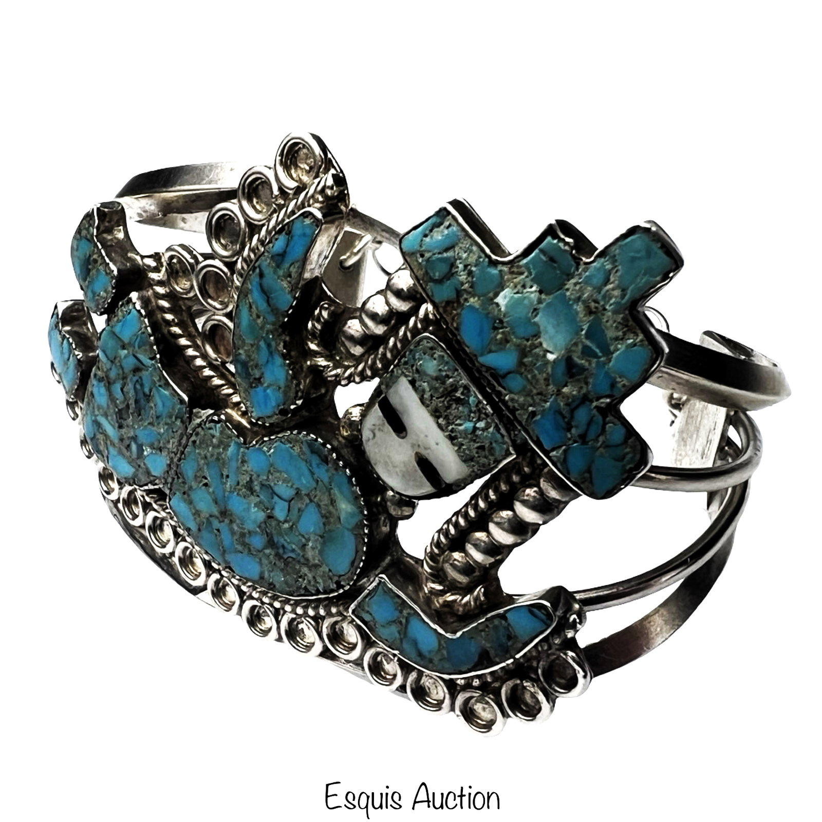 Massive Sterling Silver Turquoise Cuff Bracelet - 2