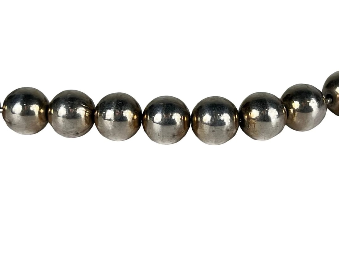 Massive Sterling Silver Bead Necklace - 3