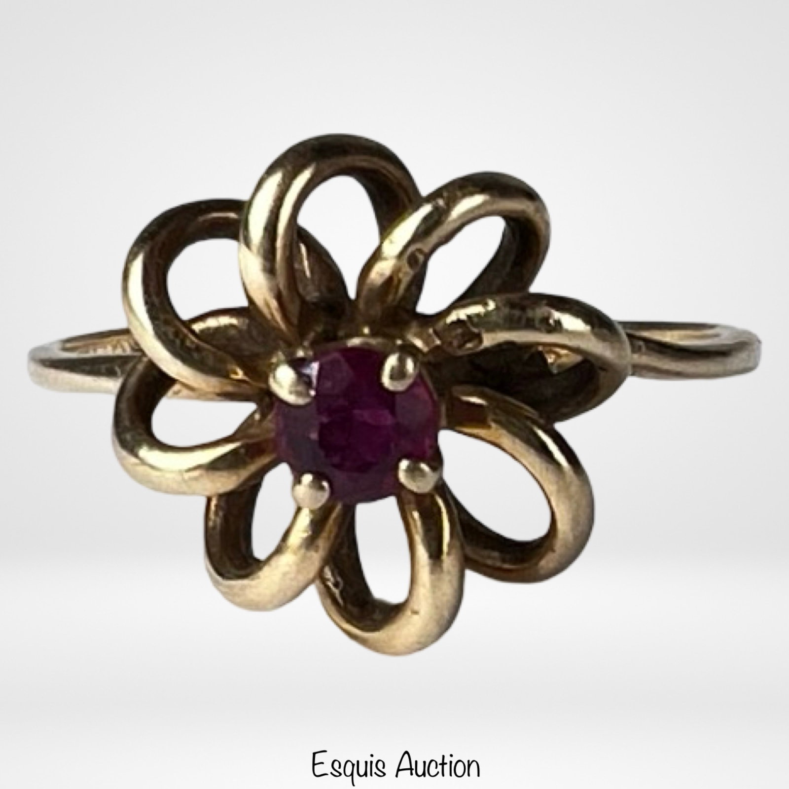 10k Gold Vermeil Ruby Ring Floral Knot Design - 2