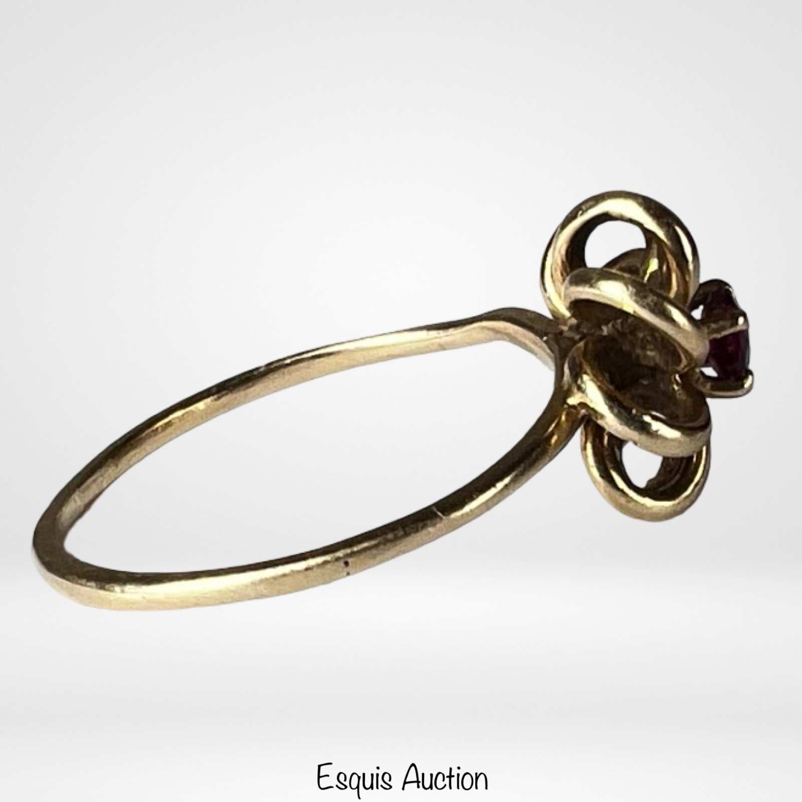 10k Gold Vermeil Ruby Ring Floral Knot Design - 3