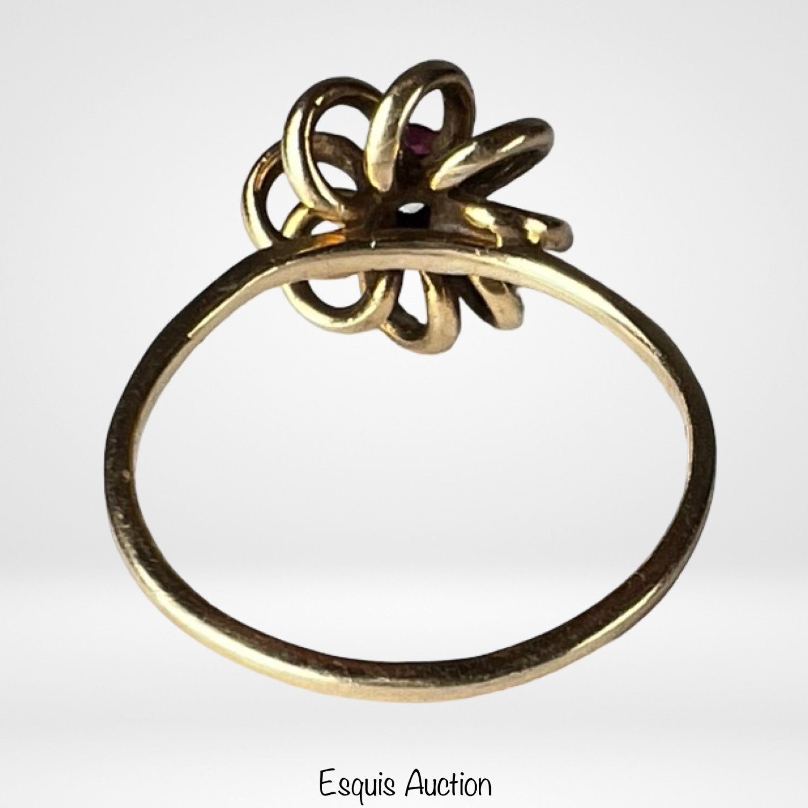 10k Gold Vermeil Ruby Ring Floral Knot Design - 4
