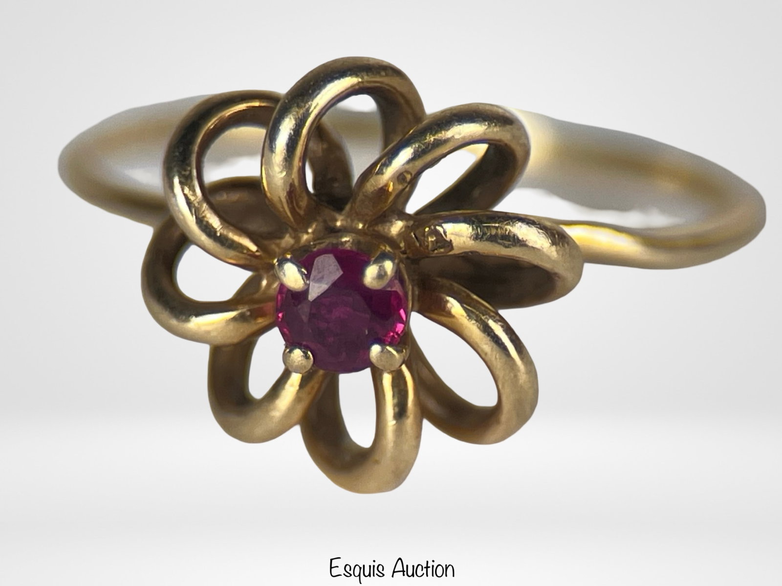 10k Gold Vermeil Ruby Ring Floral Knot Design - 6