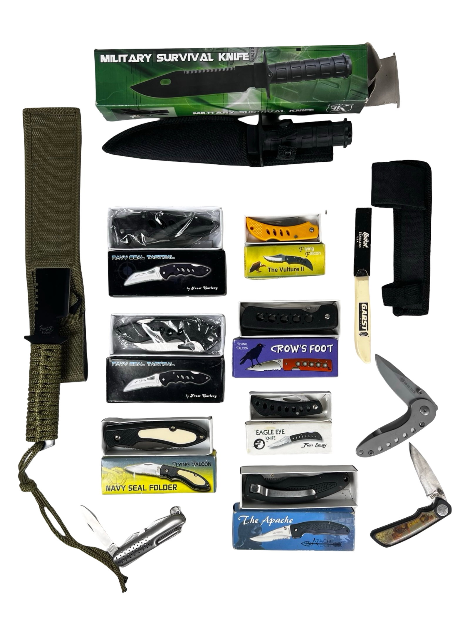 Assortment of Survival & Pocket Knives: Assortment of Survival & Pocket Knives. Mostly mint/ near mint in original boxes.