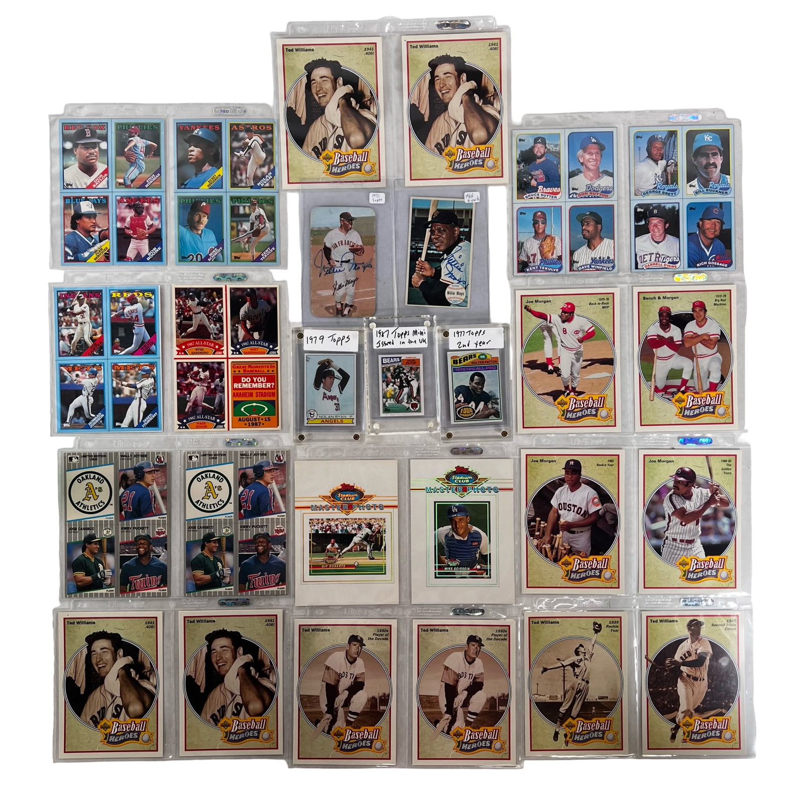 Baseball Card Collection Lot - Signed Willie Mays: Impressive collection of vintage and modern baseball cards, highlighted by a signed Willie Mays card, a standout piece for collectors. The lot spans multiple eras and features Hall of Famers and notab