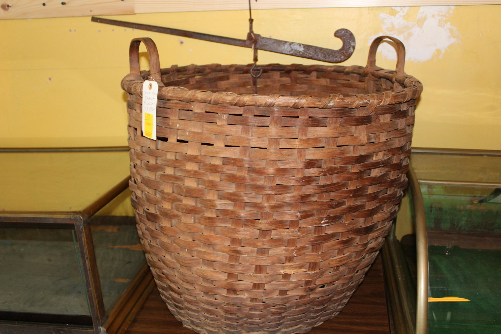 Cotton picking basket & scales ca. 1860: Cotton picking basket & scales ca. 1860
