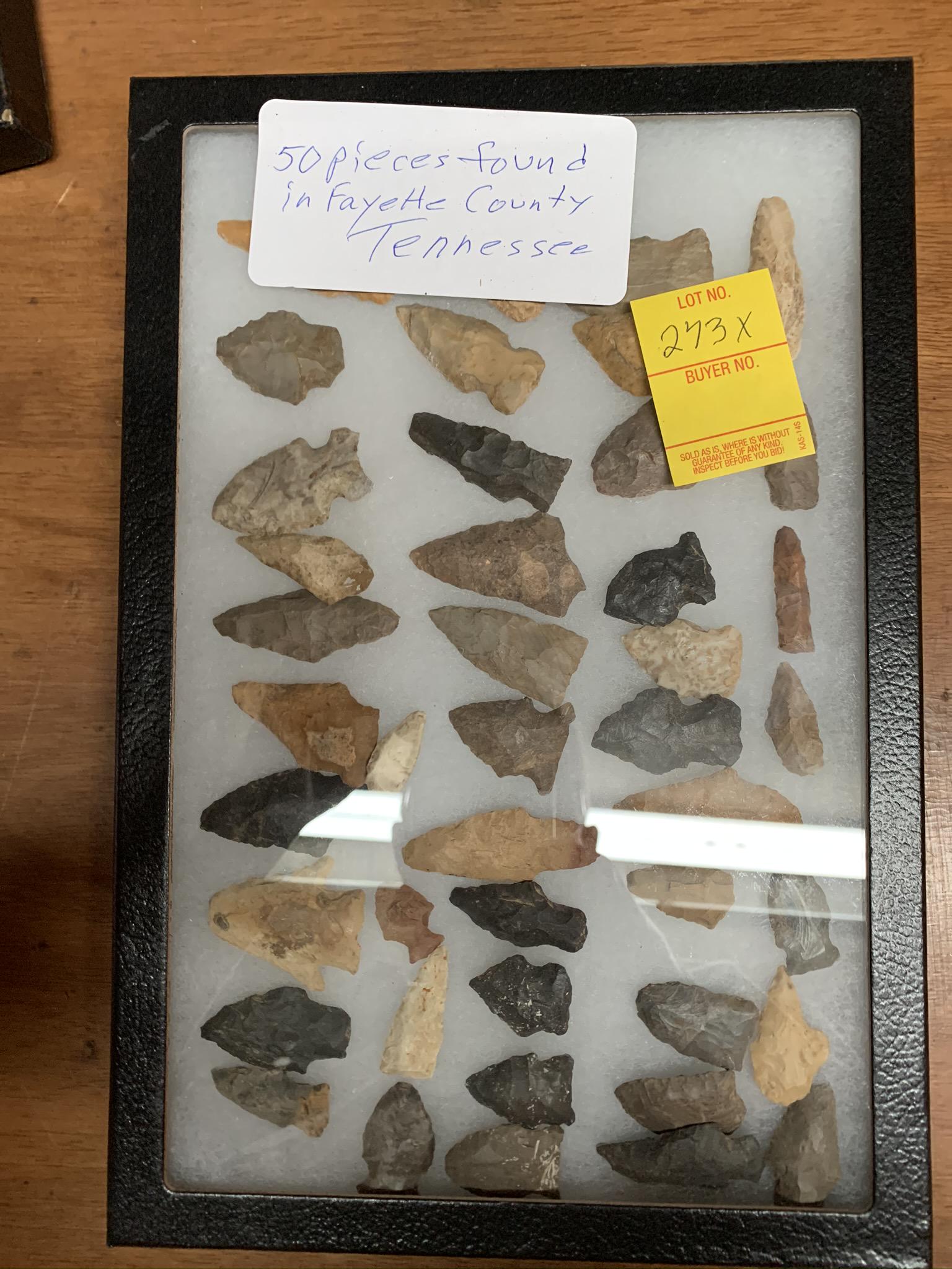 Lot of 50 pcs. Native American arrow & spear points: Lot of 50 pcs. Native American arrow & spear points