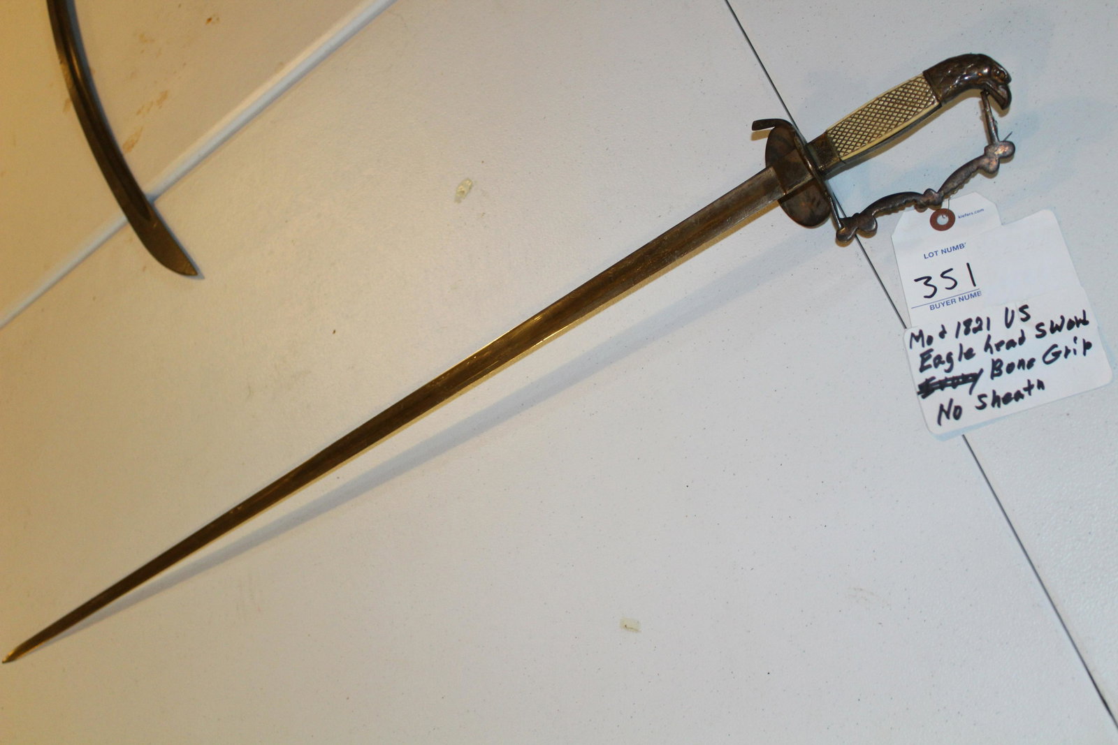 Model 1821 eagle head sword: Model 1821 eagle head sword, bone grip, no sheath