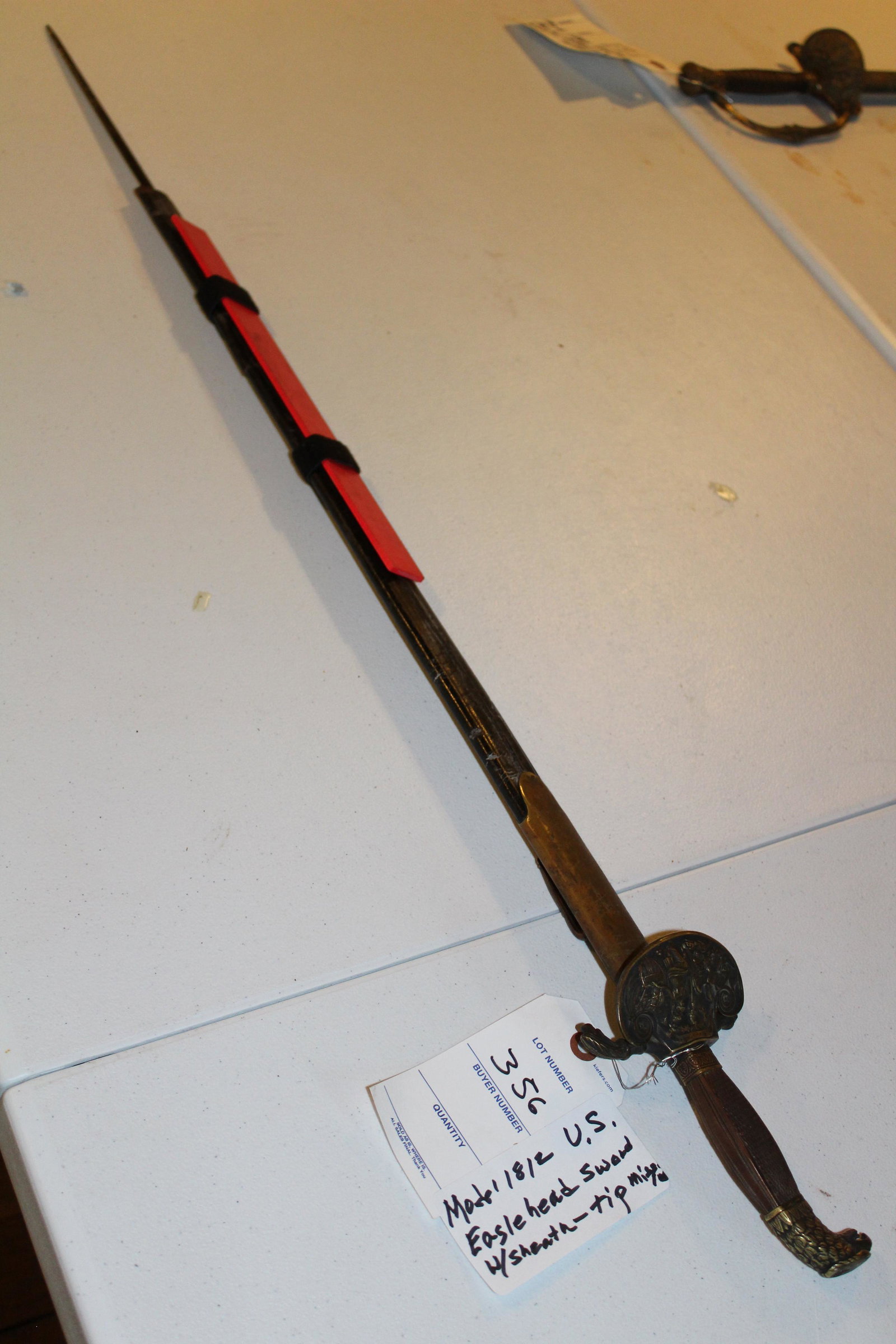 Model 1812 U.S. eagle head sword: Model 1812 U.S. eagle head sword w/sheath - missing tip