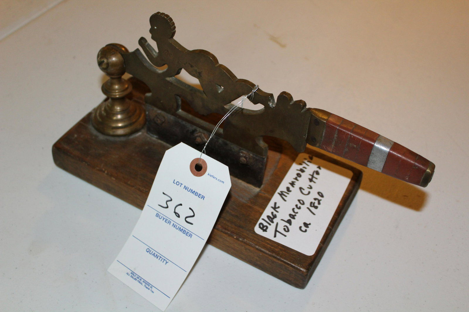 Black memorabilia tobacco cutter: Black memorabilia tobacco cutter ca. 1820