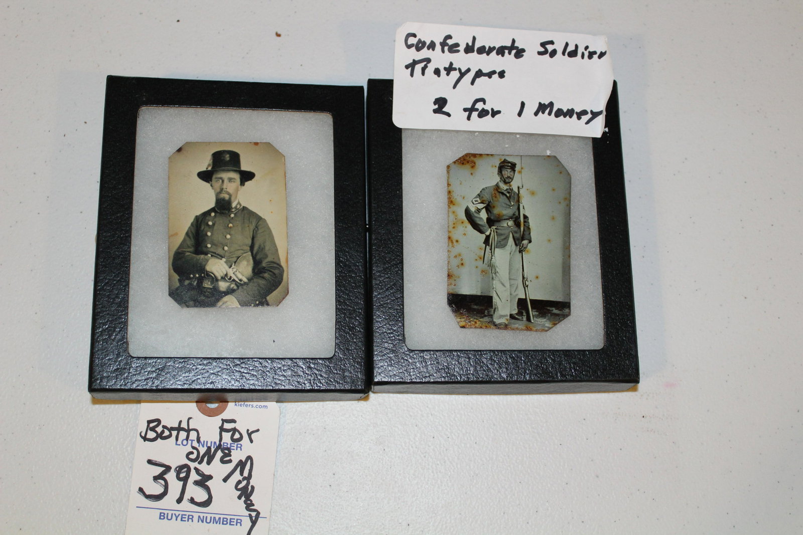 Tintype COPY of 2 Confederate soldier tintypes: Lot of 2 Tintype COPIES of Confederate soldier tintypes