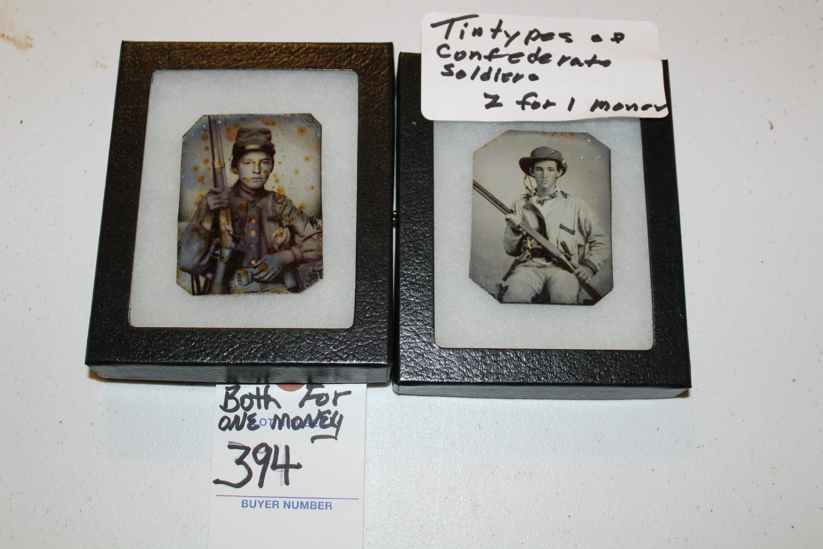 Tintype COPY of 2 Confederate soldier tintypes: Lot of 2 tintype COPIES of tintypes of Confederate soldiers