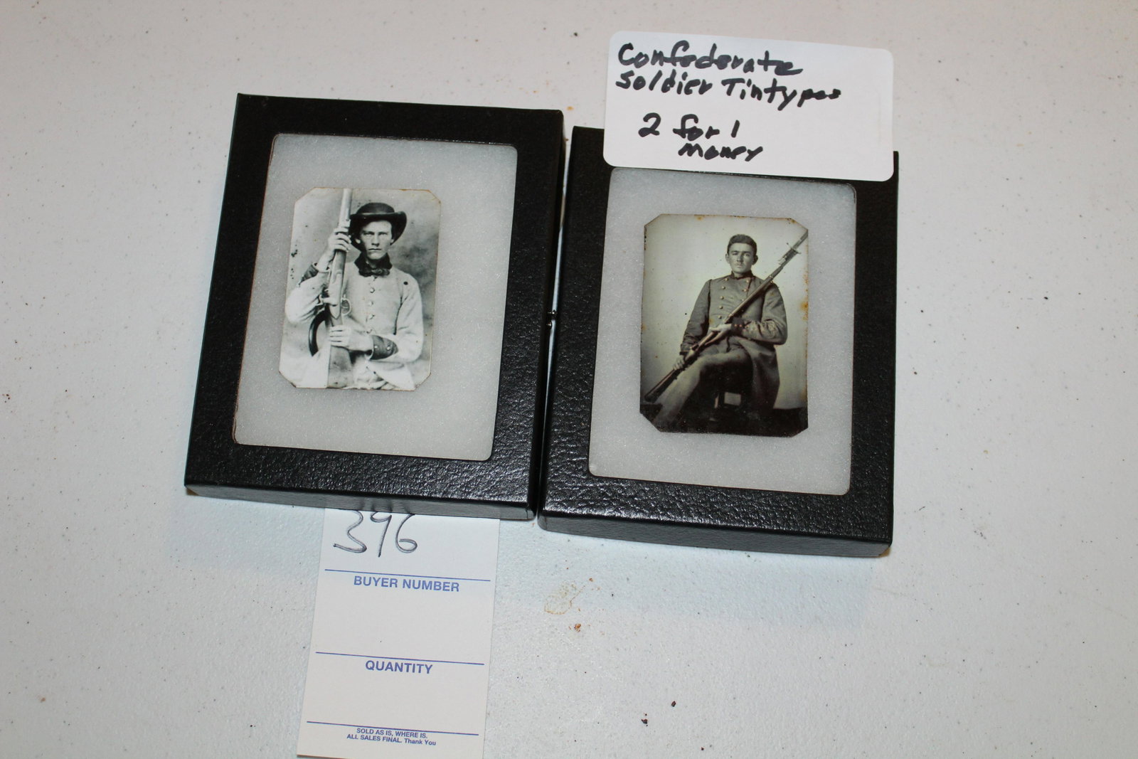 Tintype COPY of 2 Confederate soldier tin types: Lot of 2 tintype COPIES of Confederate soldier tintypes