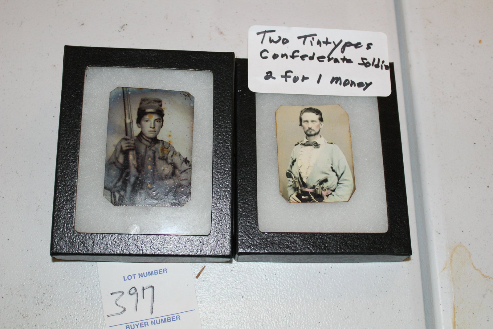 Tintype COPY of 2 Confederate soldier tintypes: Lot of 2 tintype COPIES of Confederate soldier tintypes