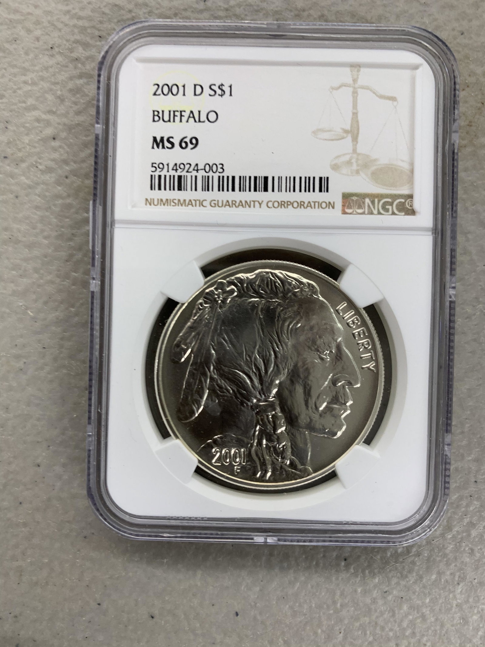 2001 large Silver Buffalo Nickel D mint mark: 2001 large Silver Buffalo Nickel D mint mark