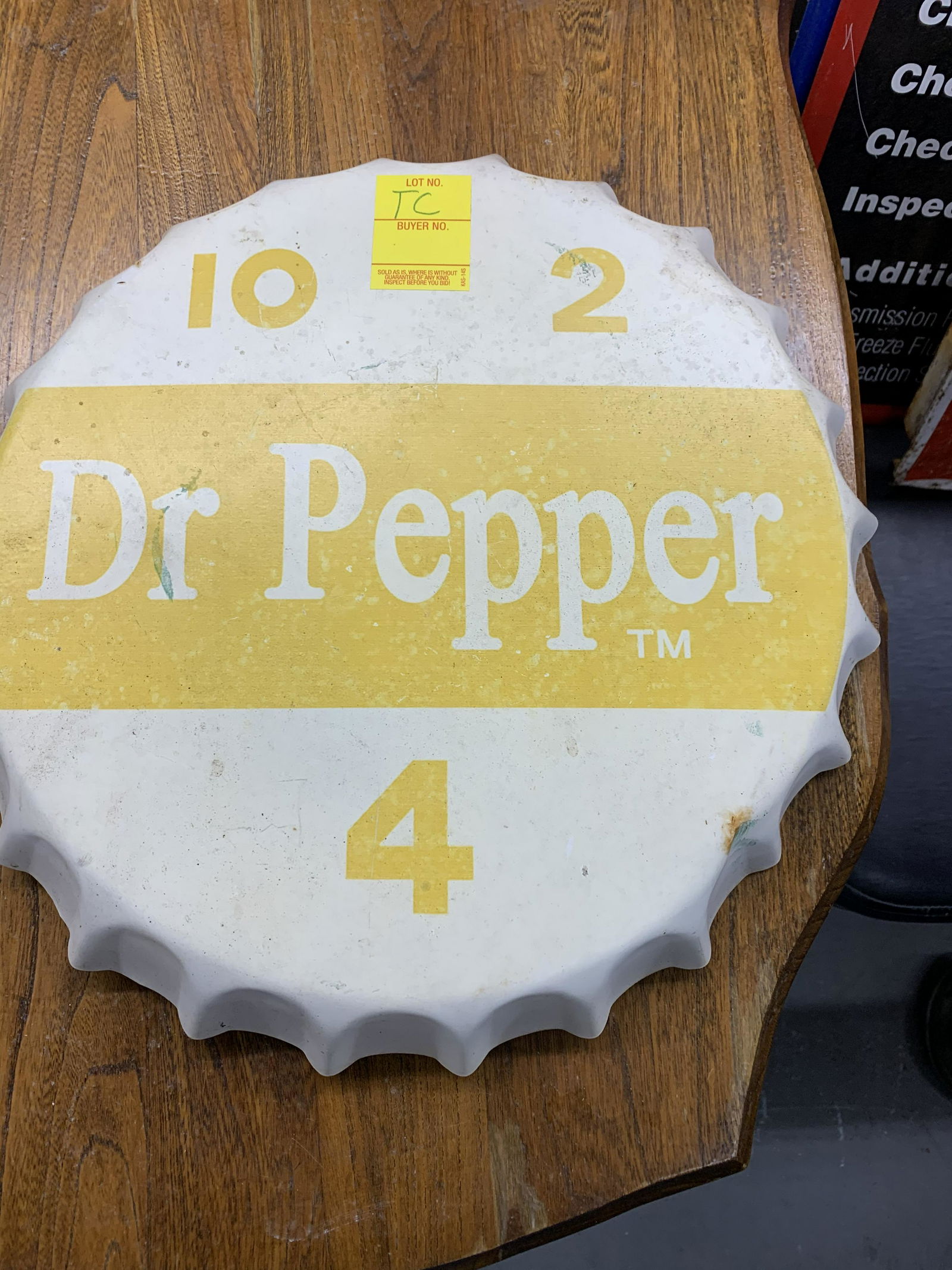 Dr. Pepper metal bottle cap sign: Dr. Pepper metal bottle cap sign