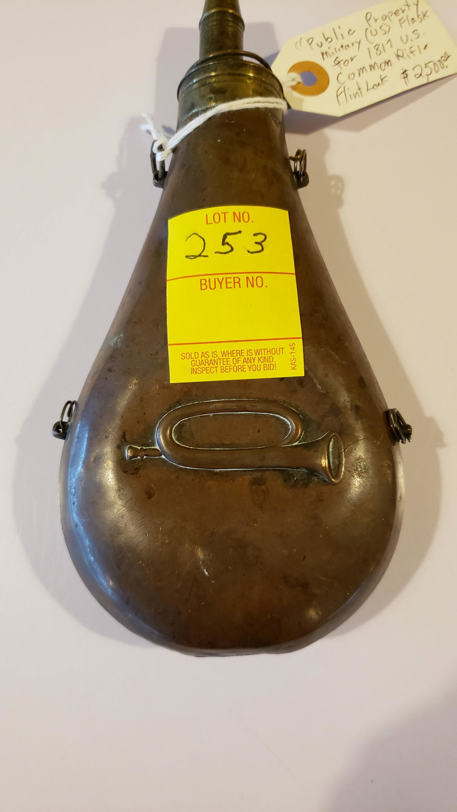 Public property US military flask: Public property US military flask for 1817 US common flintlock rifle