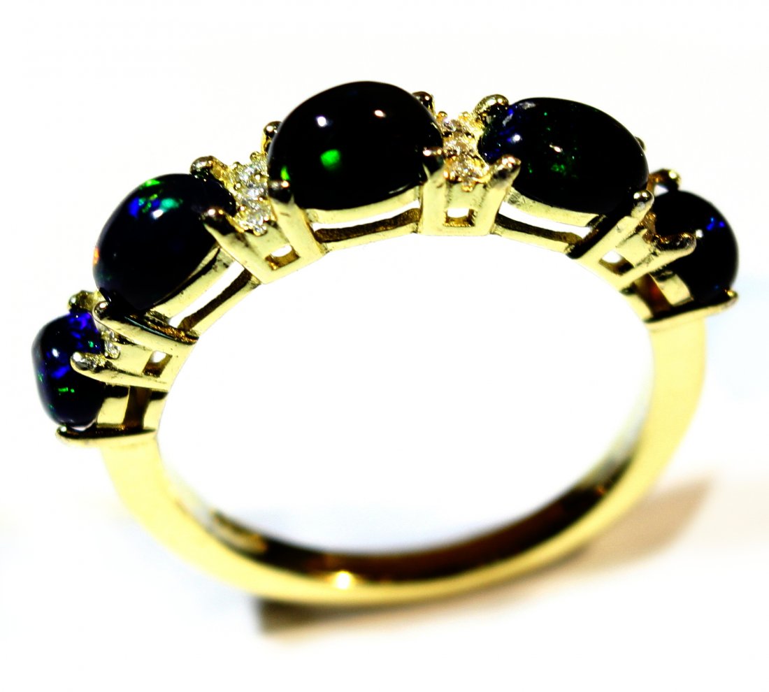 Ethiopian Black Opal Ring - 14K Yellow Gold Plating (1 of 7)