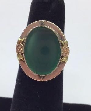 14K gold Filigree Green Stone Ring (1 of 6)