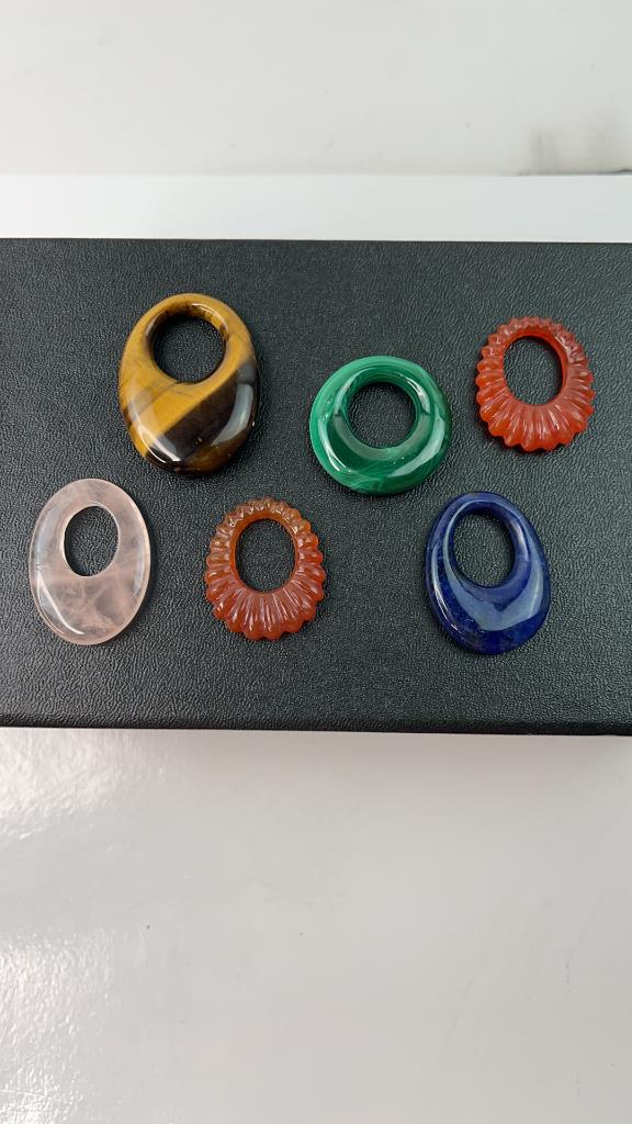 6 Piece Misc Polished stone pendent rings (1 of 6)