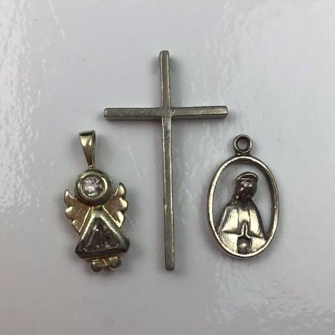 Lot of 3 925 Silver religious pendants charms (1 of 5)