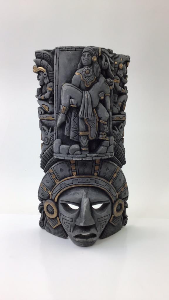 Vintage Aztec Mayan Grey and gold tone clay plaque (1 of 5)