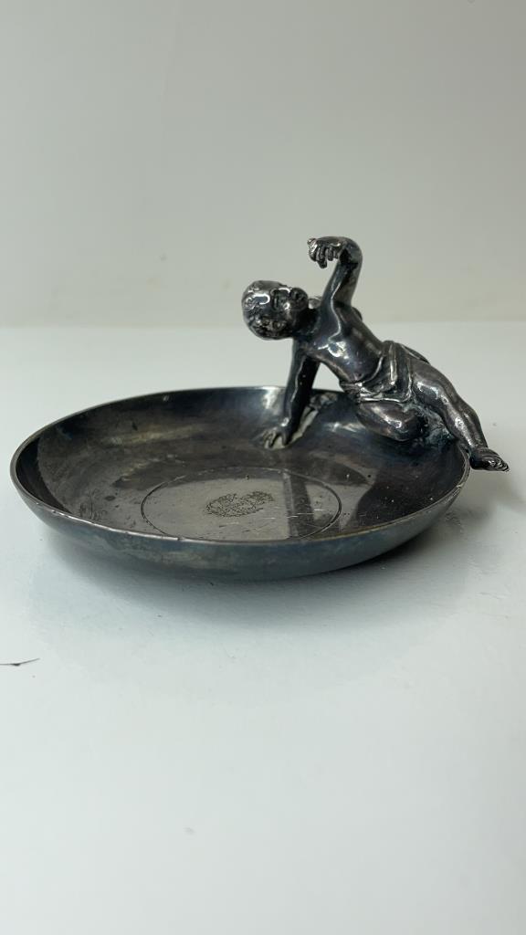 Antique Silvered Bronze Putti Cherub Dish (1 of 5)