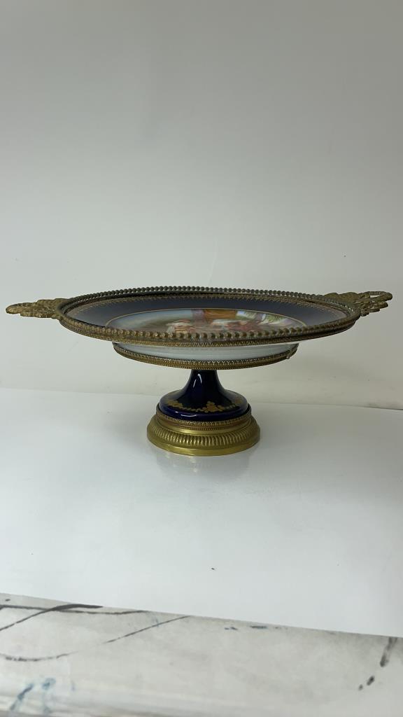 Antique Dore Bronze and Porcelain Pedistal Dish Platter (1 of 8)