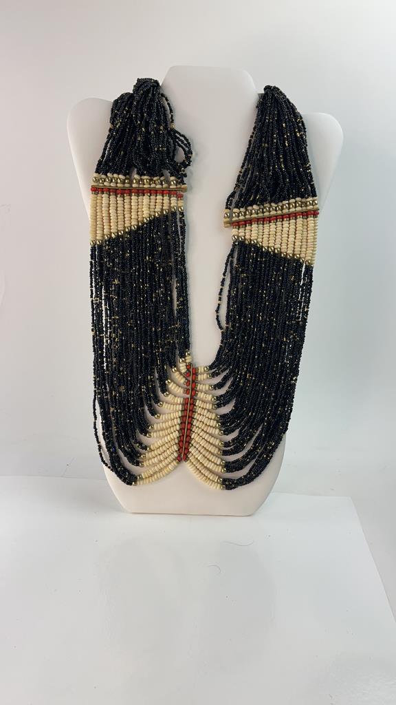 Elaborate Tribal Beaded Multi Strand Necklace (1 of 4)