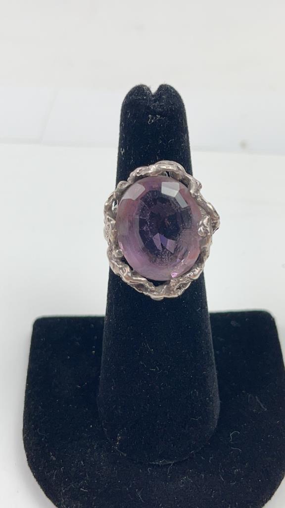 Vintage Abstract Sterling Silver Amethyst Ring (1 of 6)