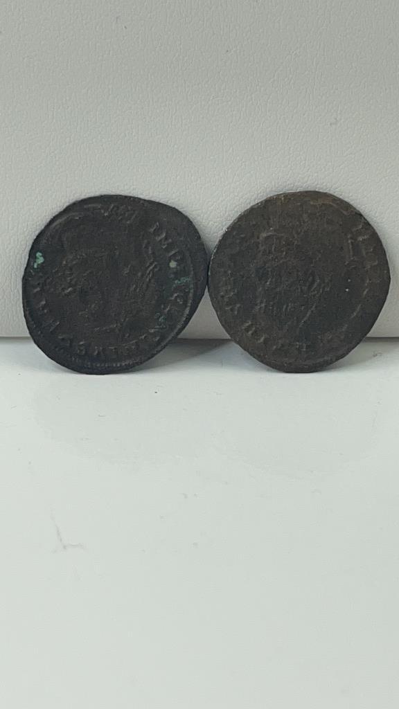 Pair Of Ancient Roman Bronze Constantine Coins (1 of 3)