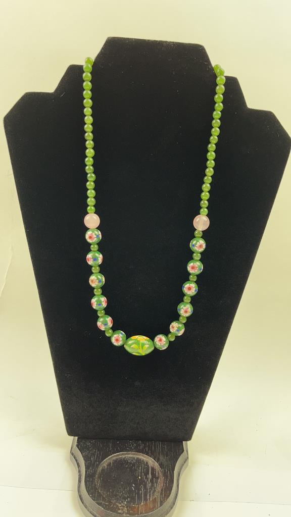 Chinese Jade Green Cloisonne Beaded Necklace (1 of 6)