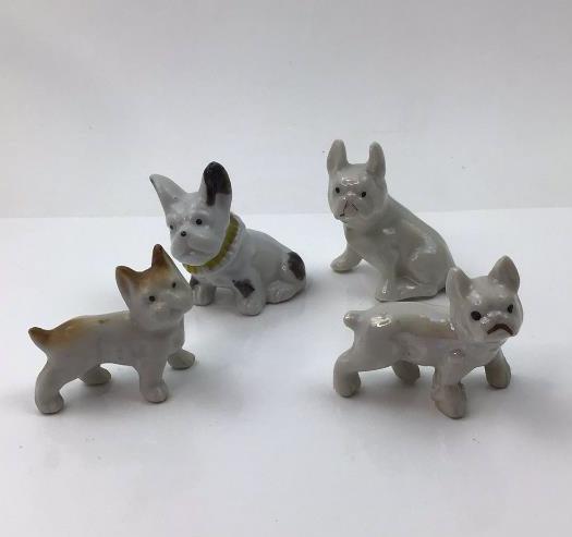 Lot of 4 Vintage Porcelain French Bulldogs (1 of 4)