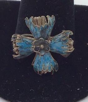 Sterling and blue Cloisonne Enameled pin brooch (1 of 3)