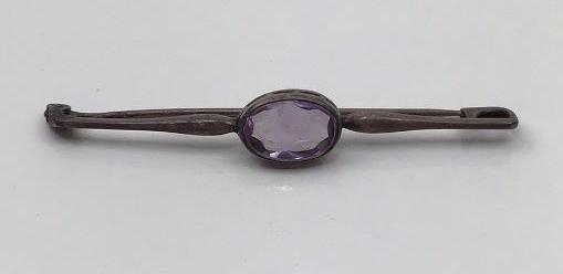 Vintage Sterling silver brooch pin with stone (1 of 5)