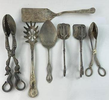 Lot Vintage Silver Plate Utensils and Servers (1 of 6)