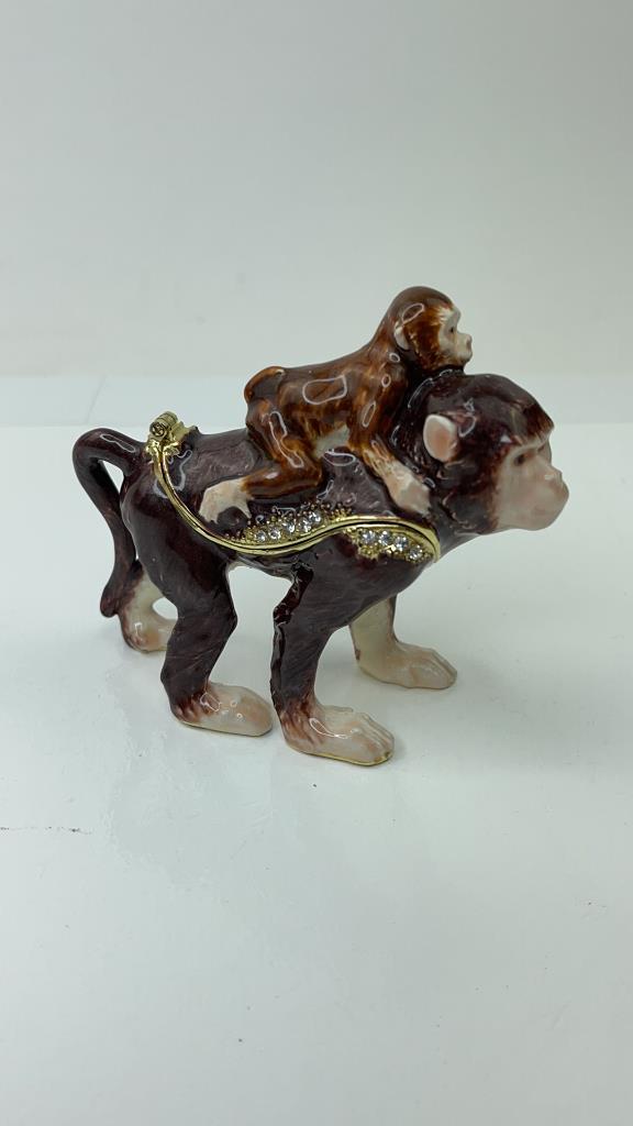 Austrian Crystal Enameled Monkey Baby trinket Box (1 of 5)