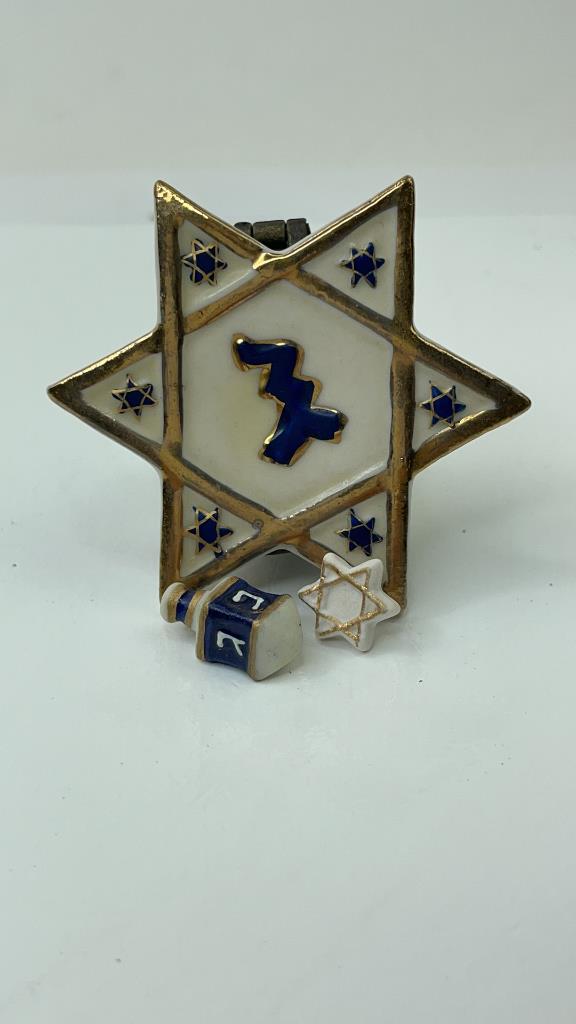 Jewish Star Porcelain Metal Trinket Box (1 of 3)