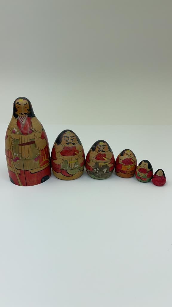 Antique 6 Piece Hand Painted Nesting Dolls: Hand Pained asian nesting dolls. 6 Dolls in the set. All in good overall condition. Tallest measures about 4.5"t $15.00 US Shipping