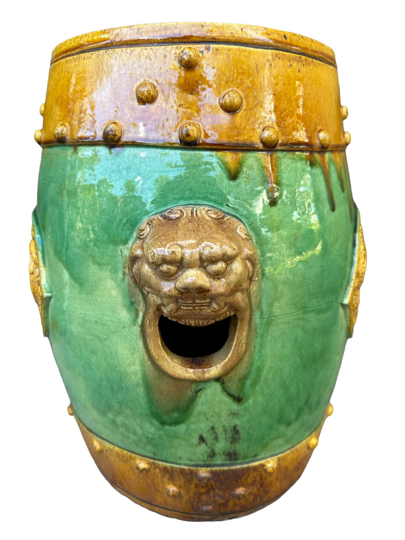 Chinese Double Foo Dog Handle Terracotta Garden Seat (1 of 7)