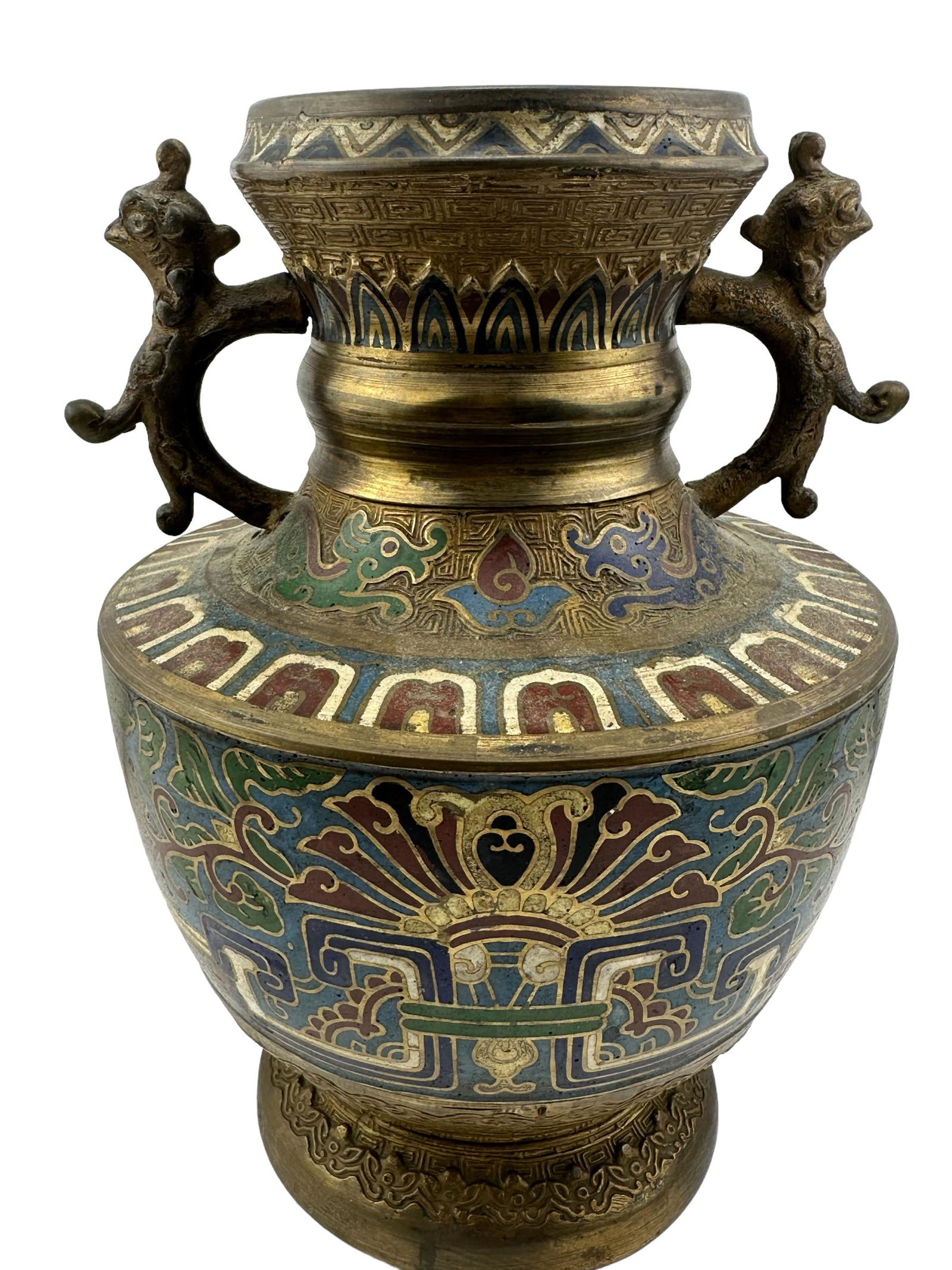 Chinese Cloisonne Bronze Double Handle Champleve Censor A (1 of 4)