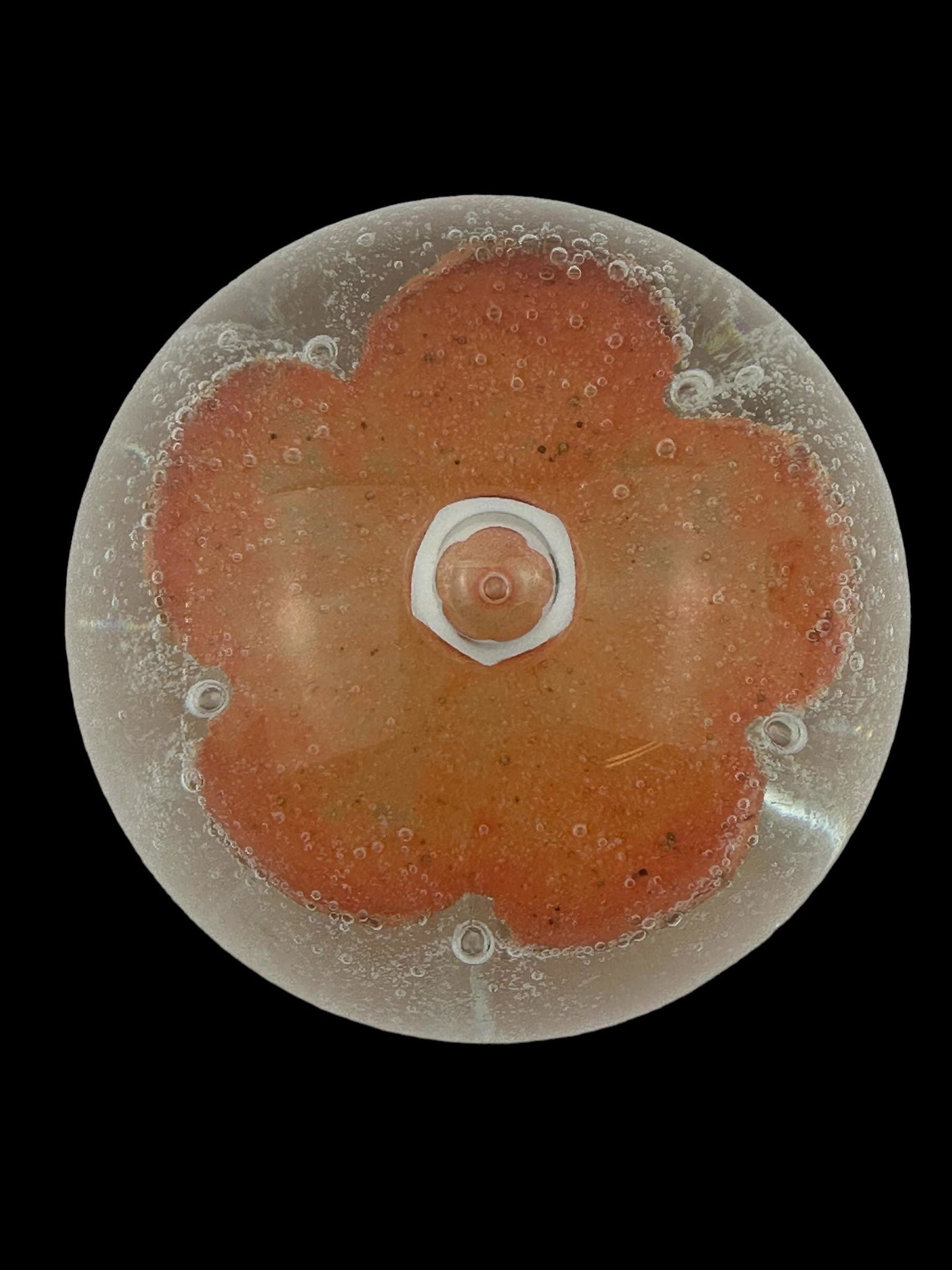 Caithness Scotland "Morning Dew" Orange Flower Ball Paperweight (1 of 4)