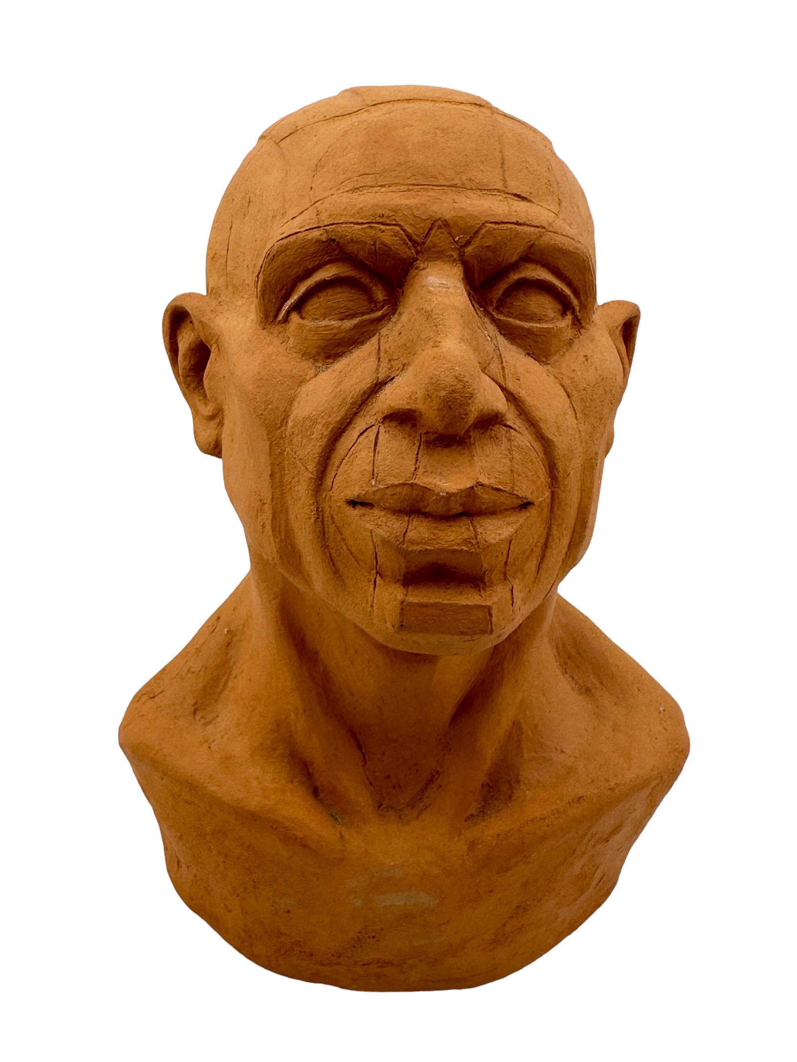 Terracotta Phrenology Head Bust of Man (1 of 5)