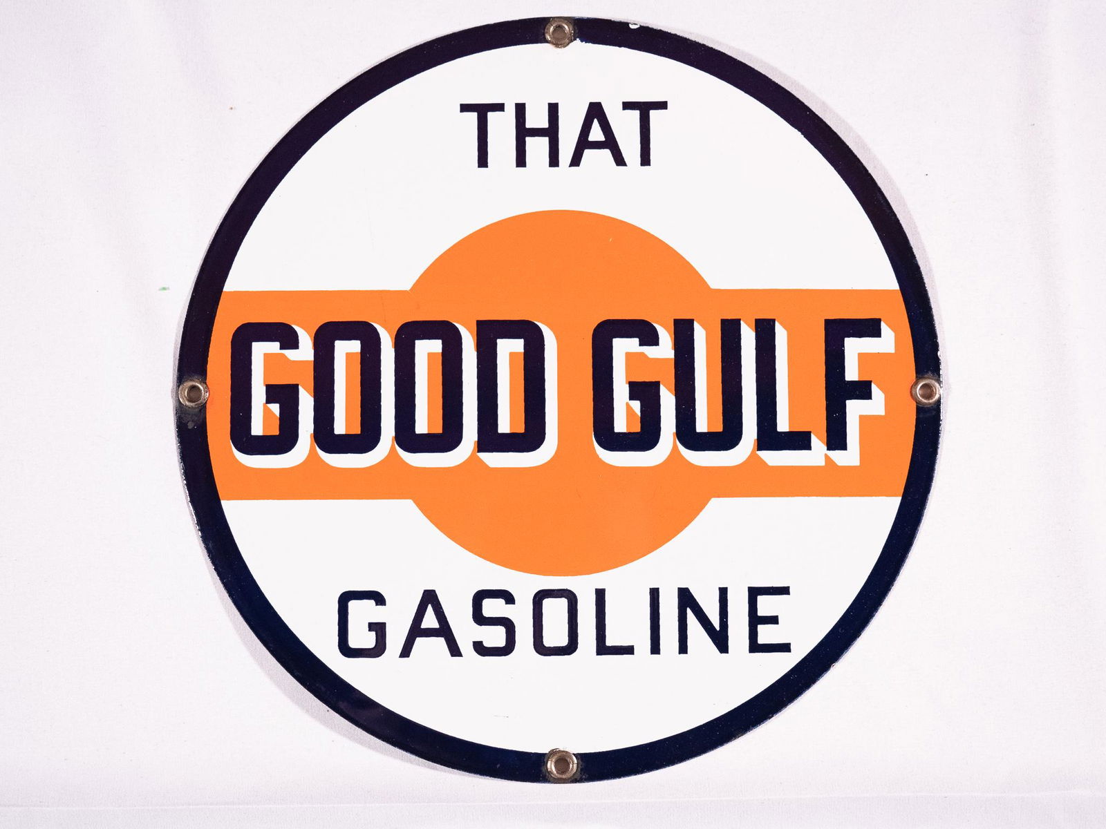 That Good Gulf Gasoline SS Porcelain Sign TAC 9.25 (1 of 2)