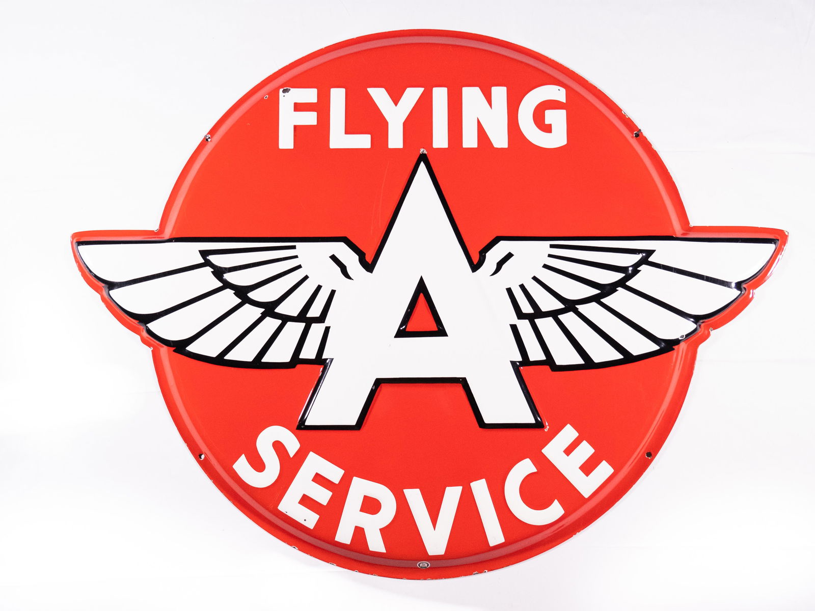 42" Flying A Service SS Porcelain Embossed Sign TAC 8.9 (1 of 2)