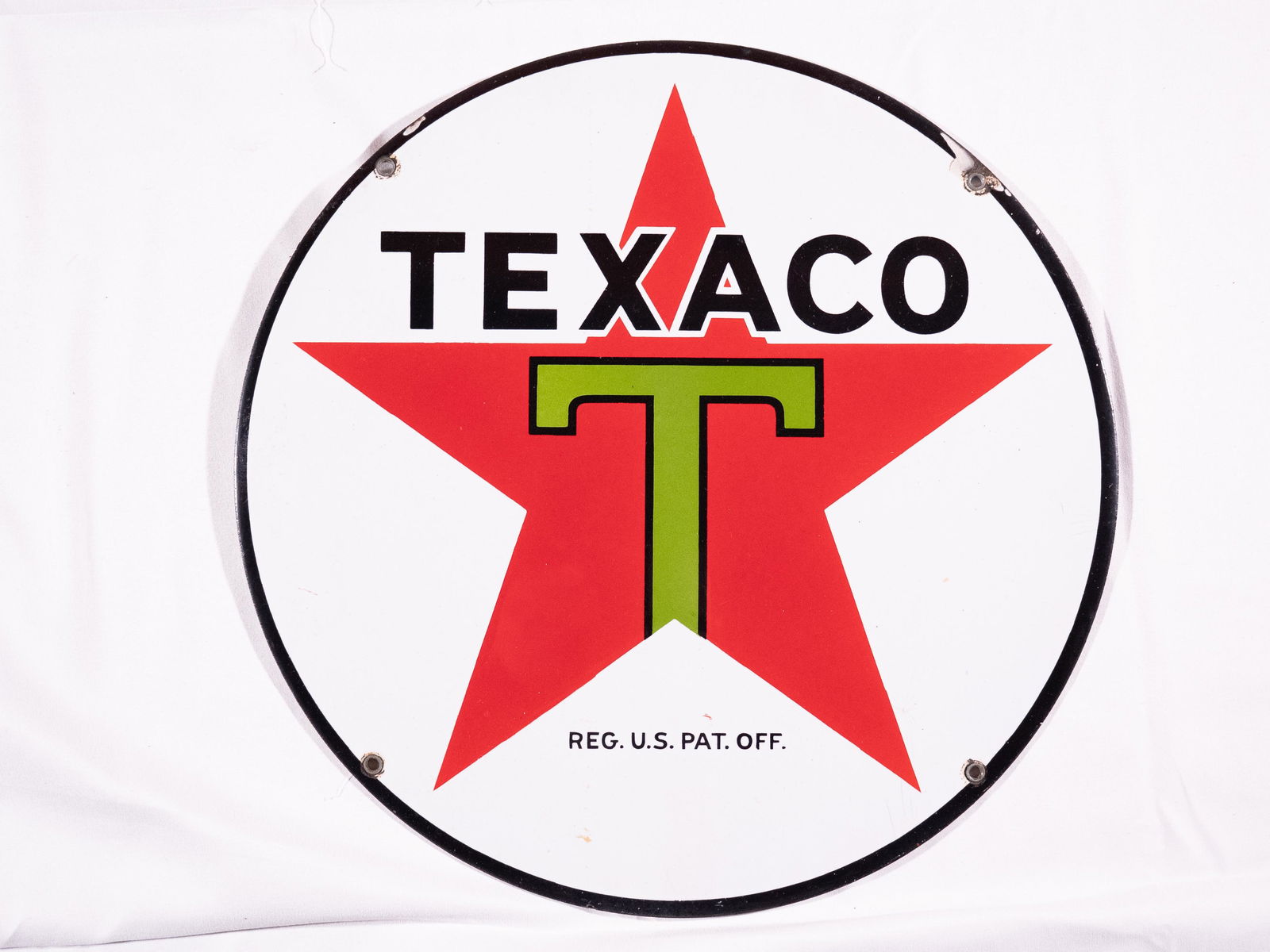15" Texaco Black-T Logo SS Porcelain Sign 1930's TAC 9 (1 of 2)
