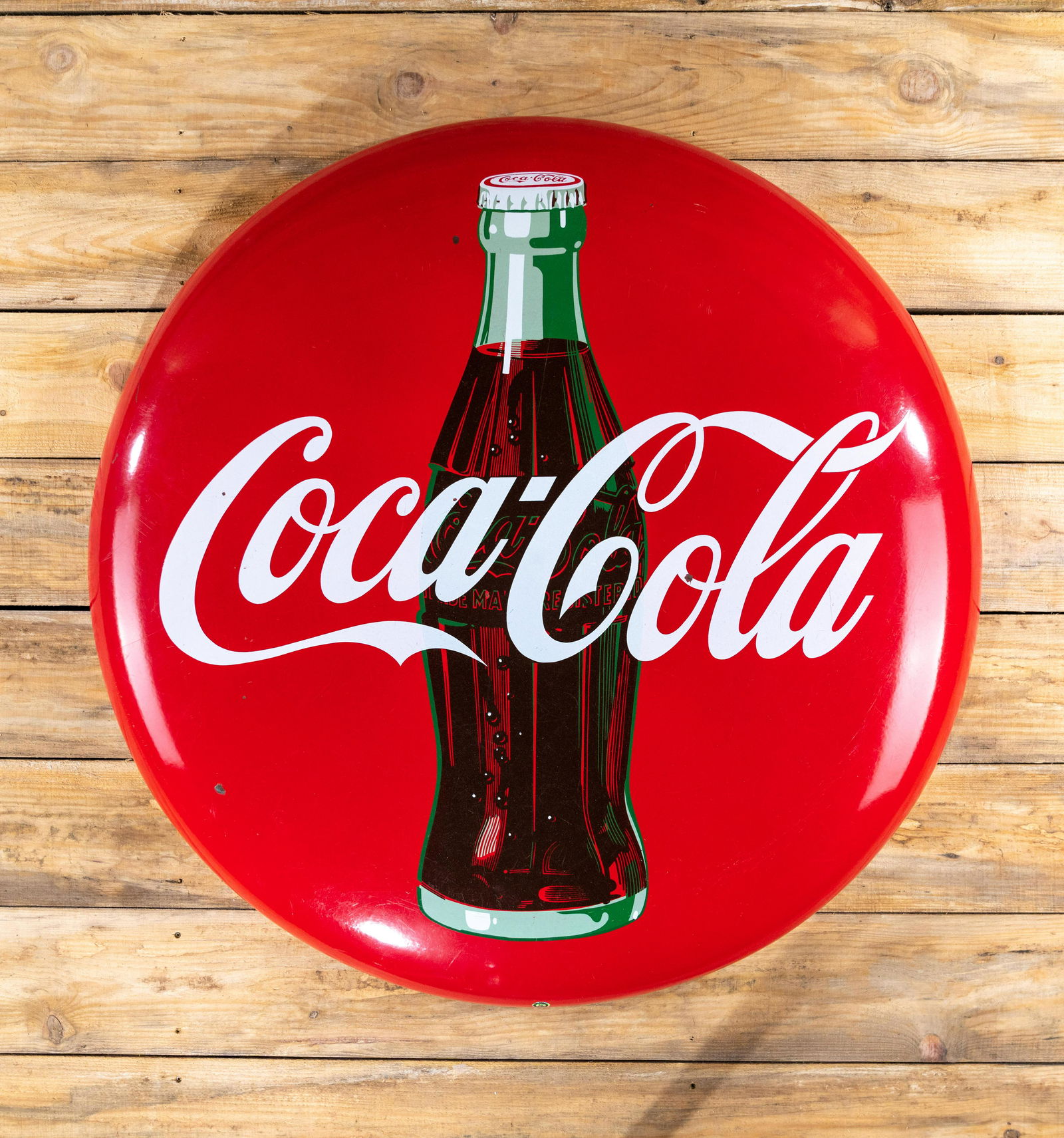 48" Coca-Cola & Bottle SS Porcelain Button Sign TAC 8.9 (1 of 2)